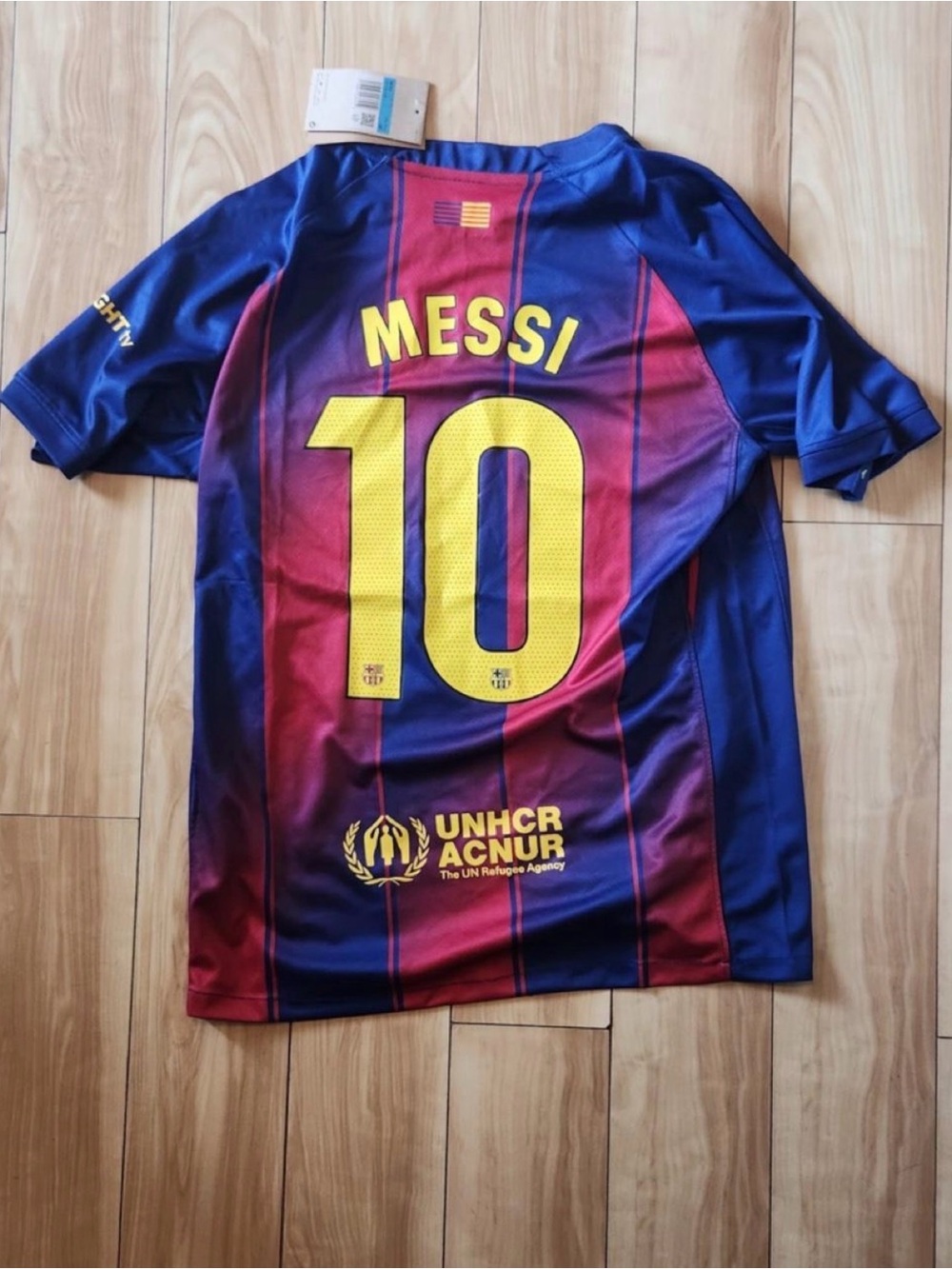 Messi Blue & Red Striped Barcelona jersey (Number 10)